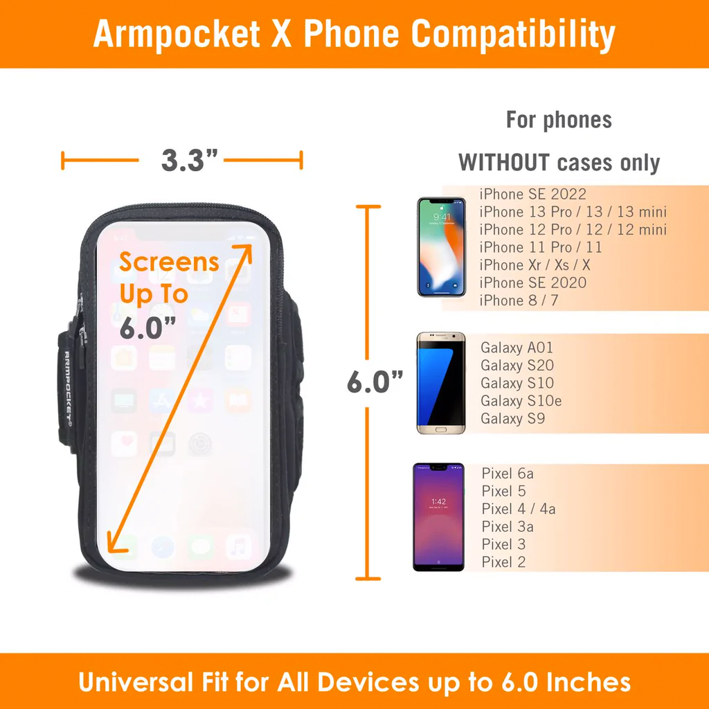 Armpocket X Running Armband for iPhone, Galaxy, Pixel & More